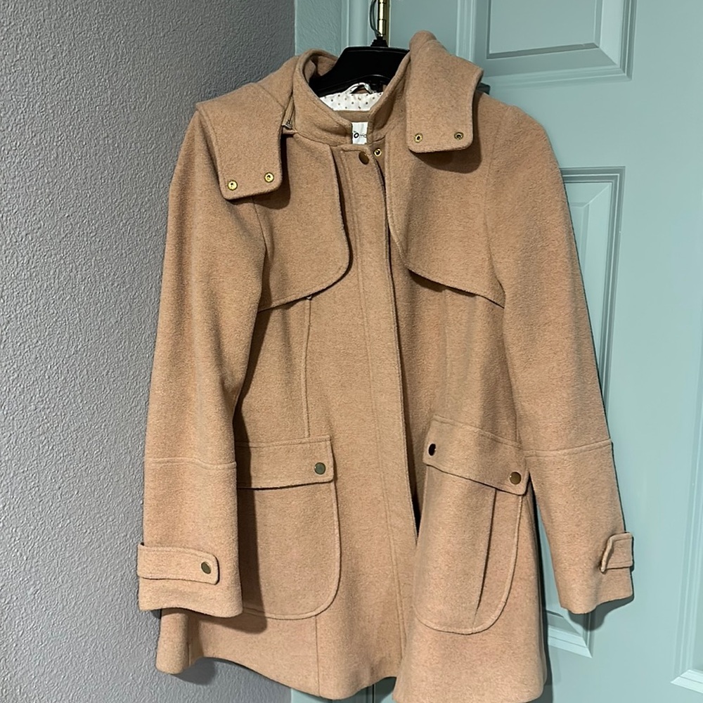 Momo Maternity Size Small Hooded Peacoat Camel Color